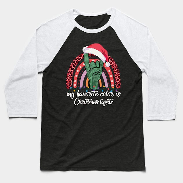Rainbow Rock Hand My Favorite Colors Is Christmas Lights Baseball T-Shirt by jodotodesign